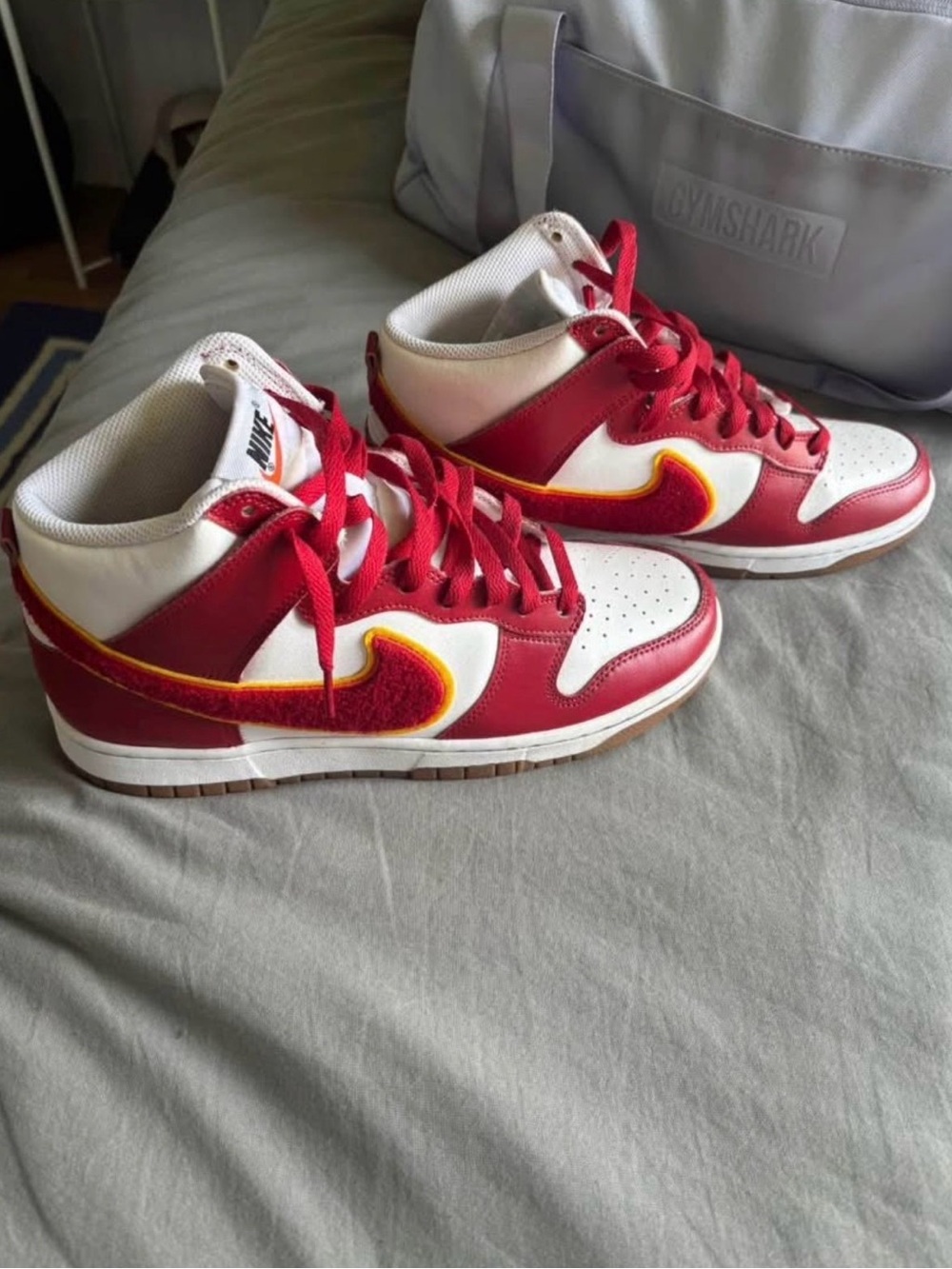 Nike Red, White & Yellow Men's Low-Top Sneakers with Contrasting Swoosh